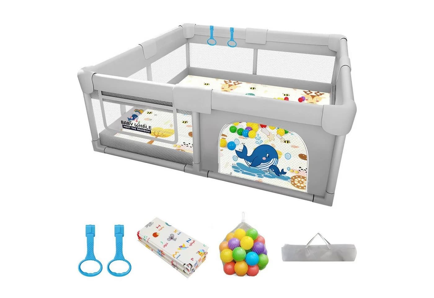 SEHAUSEU Laufgitter Laufstall Baby Krabbelgitter mit Spielmatte - Bild 2