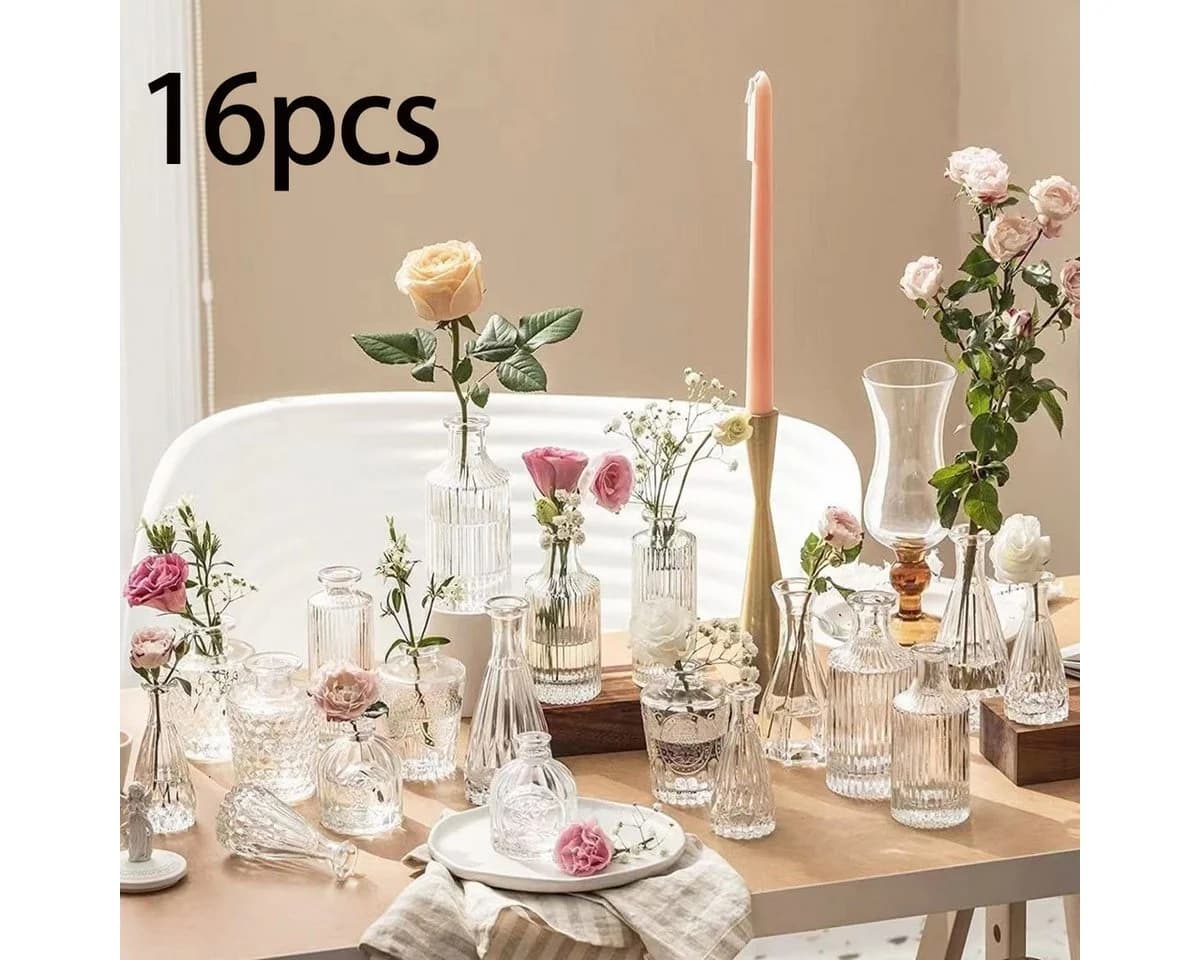 SEHAUSEU Dekovase Vase aus Glas Blumenvase Set 16 St in 16 unterschiedlichen Formen - Bild 4