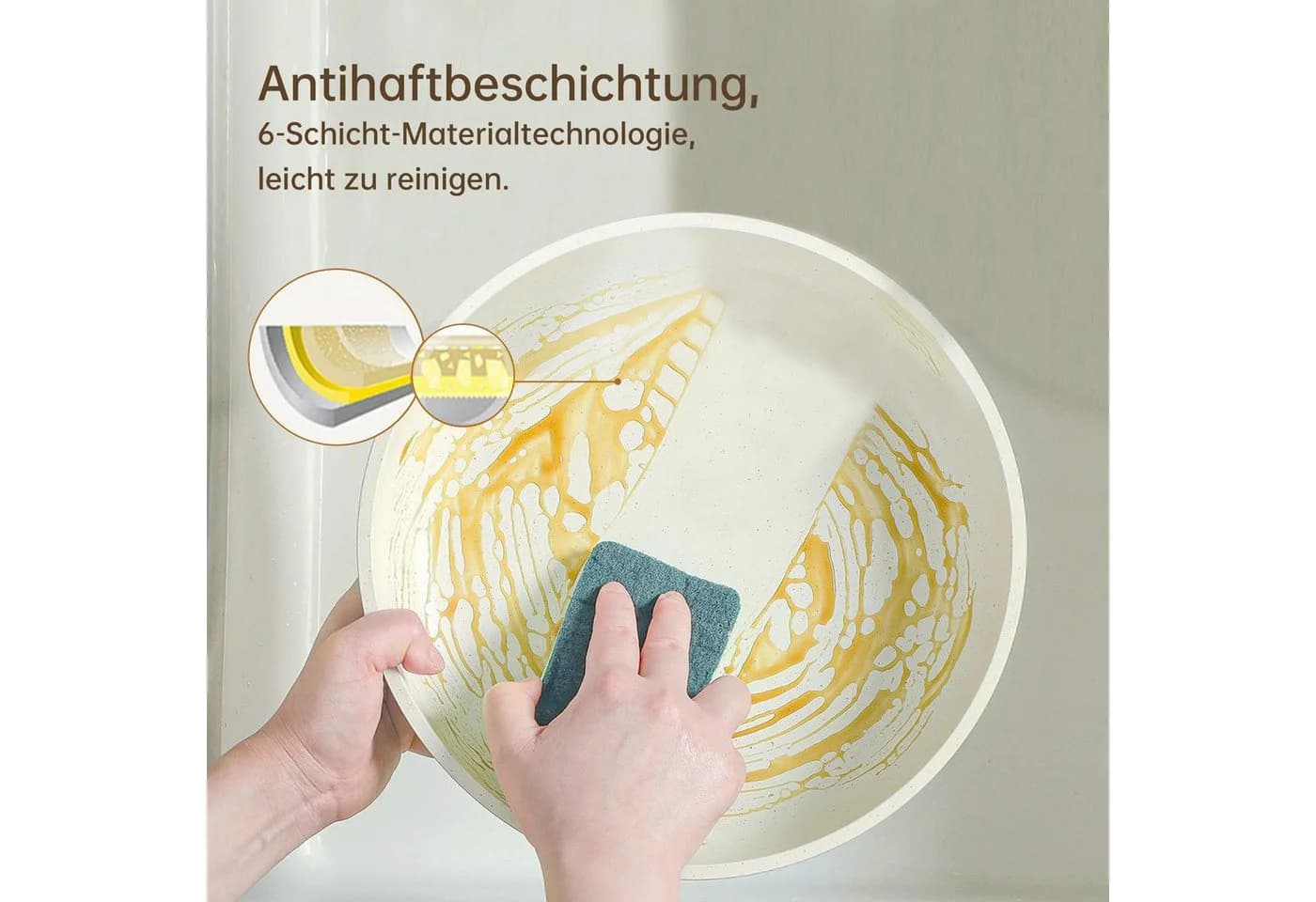 SEHAUSEU 19-tlg. Kochtopfset Weiß Antihaft abnehmbarer Griff - Bild 4