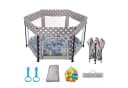 SEHAUSEU Laufstall Baby Zusammenfaltbar Krabbelgitter mit Spielmatte, Ozeanbällen, Tragetasche, Stehender Zugring Bild 2