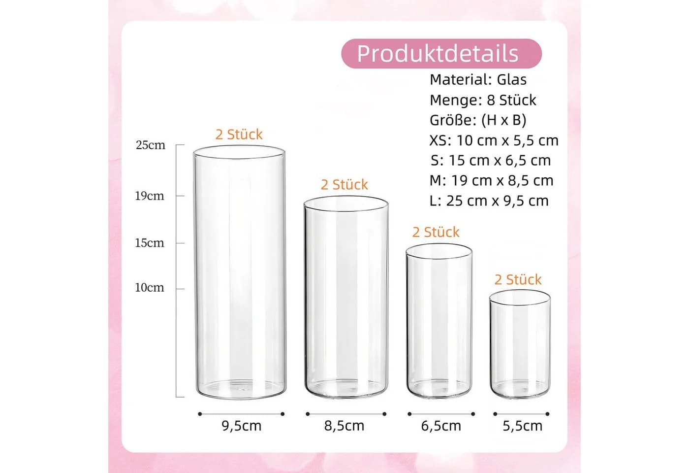 SEHAUSEU Glasvase Set Transparent Deko