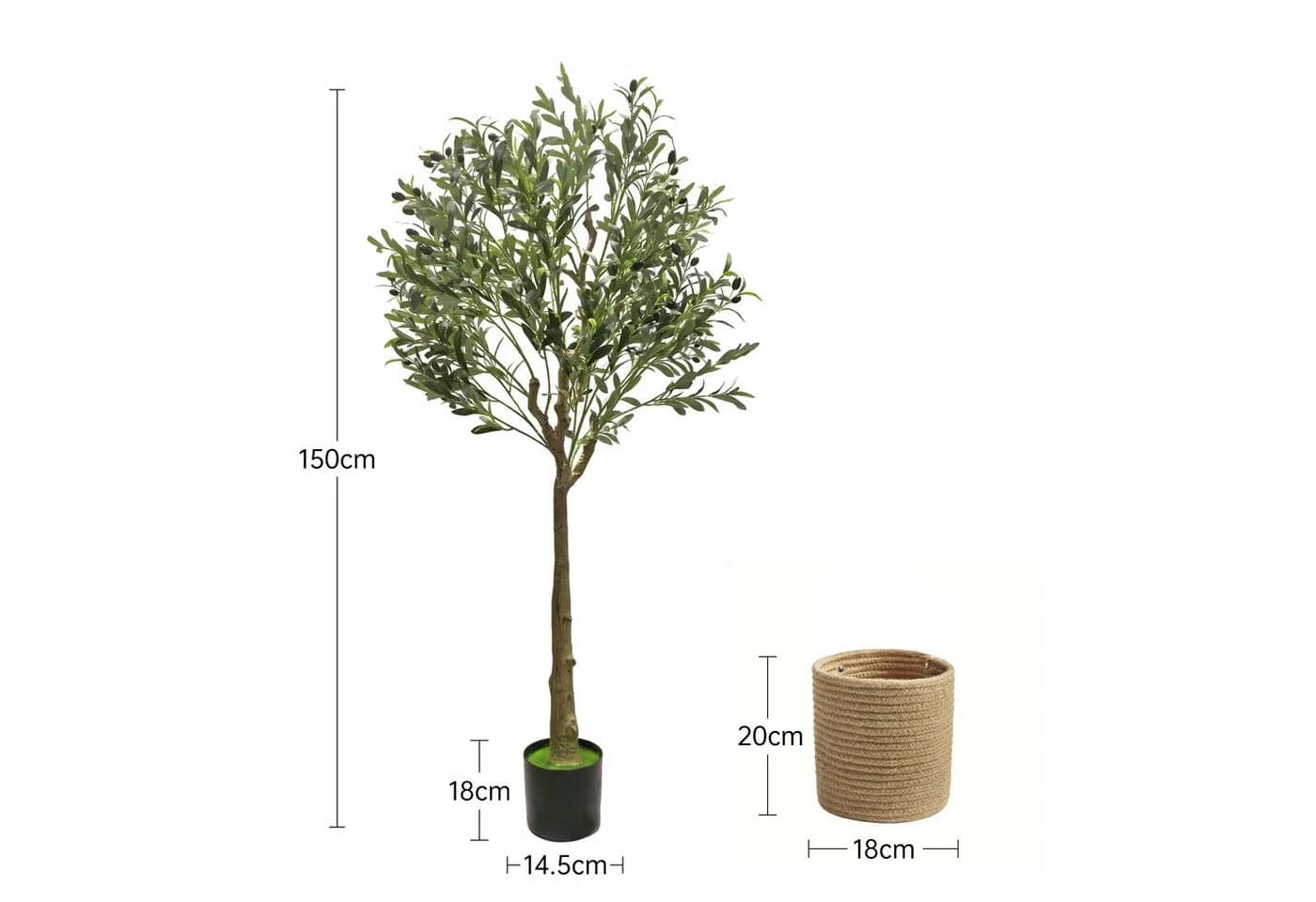 Kunstbaum Kunstpflanzen groß Olivenbaum künstliche Pflanze 150 cm/180 cm SEHAUSEU