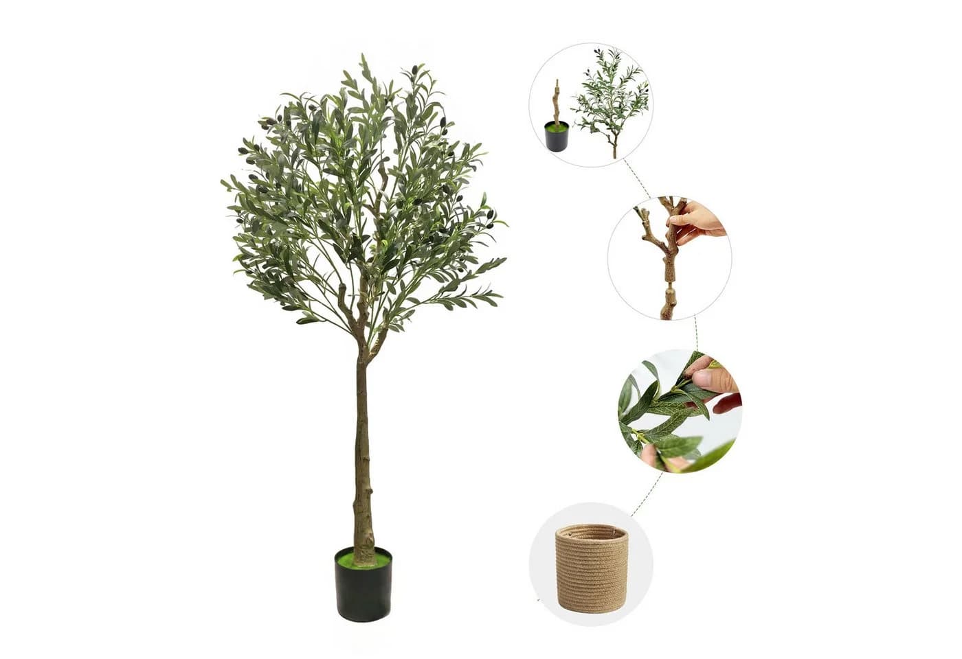 Kunstbaum Kunstpflanzen groß Olivenbaum künstliche Pflanze 150 cm/180 cm SEHAUSEU - Bild 3