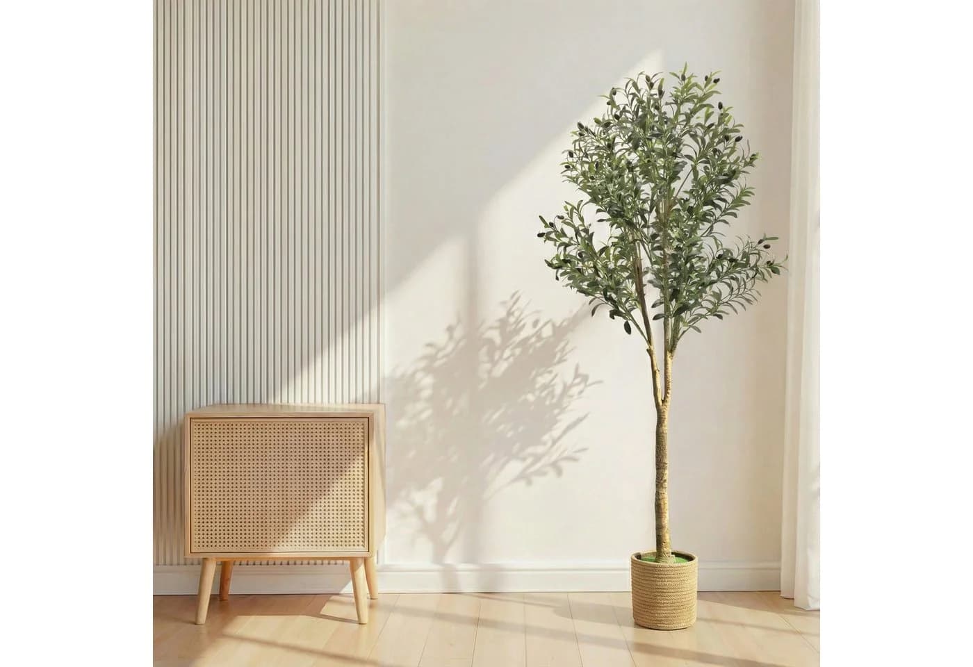 SEHAUSEU Künstlicher Olivenbaum Grün 180 cm mit Korb - Bild 5