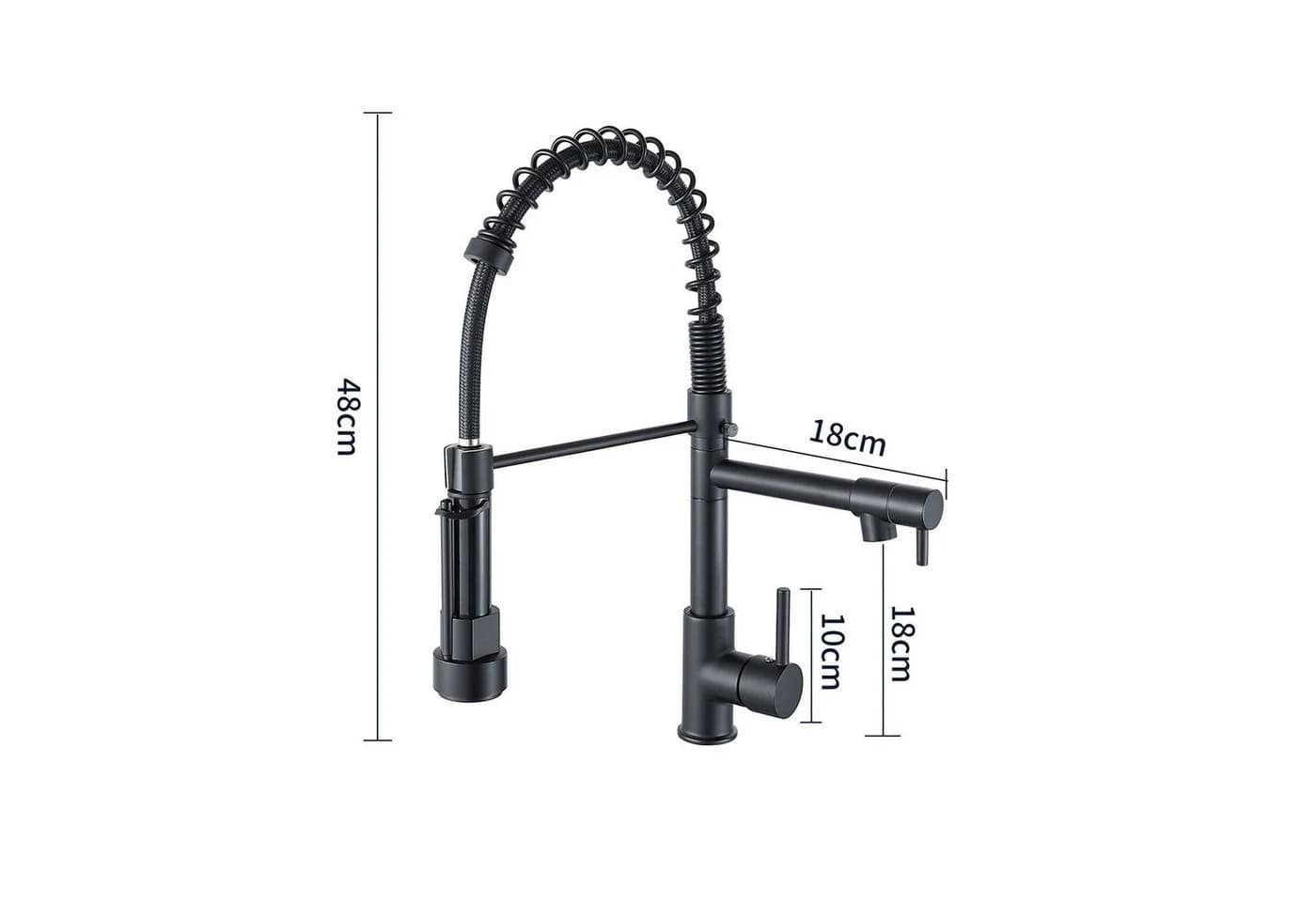 SEHAUSEU Küchenarmatur Wasserhahn Schwarz/Silber Edelstahl