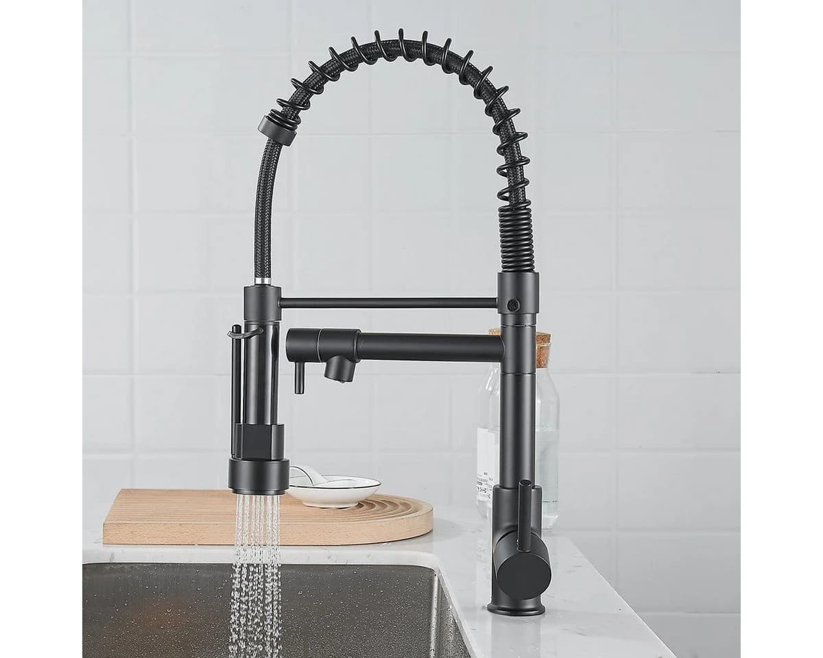 SEHAUSEU Küchenarmatur Wasserhahn Schwarz/Silber Edelstahl - Bild 2