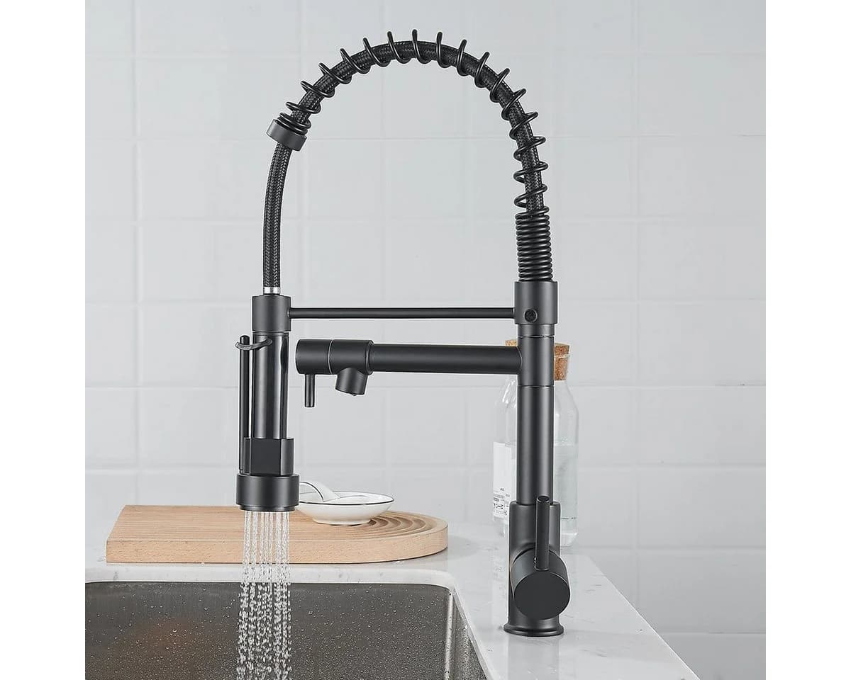 SEHAUSEU Küchenarmatur Wasserhahn Schwarz/Silber Edelstahl - Bild 5
