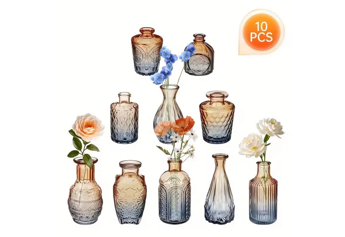 SEHAUSEU Dekovase Glas Set 10 St. Verlaufsfarben Klein - Bild 2