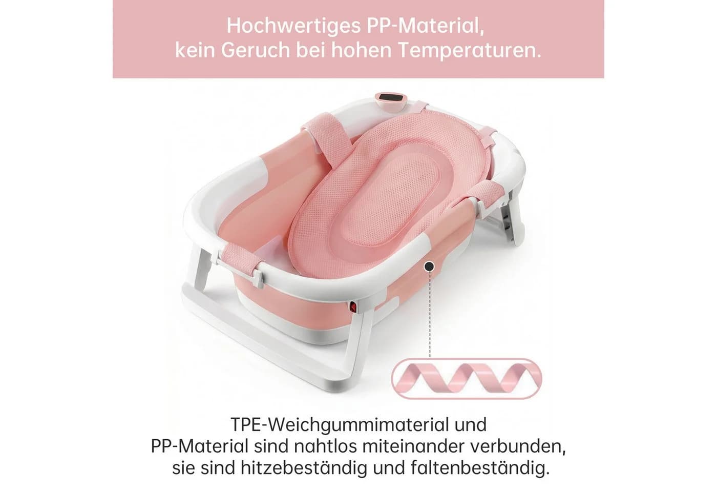 SEHAUSEU Babybadewanne mit Gestell Rosa Grau - Bild 4
