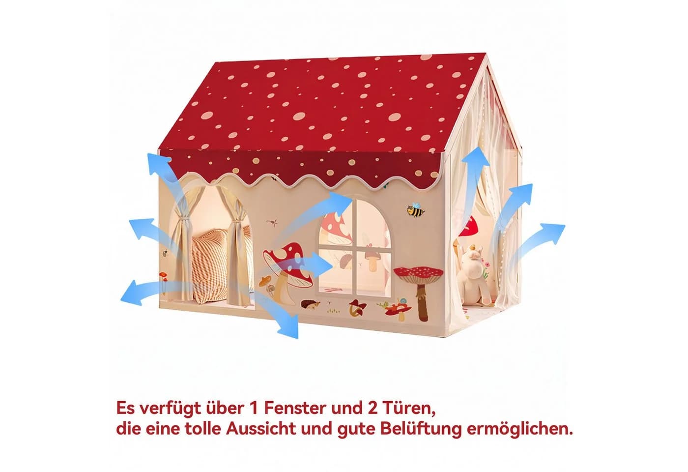 SEHAUSEU Spielzelt Kinderzelt mit Bodenmatte, Lichterkette und Wimpelkette - Bild 4