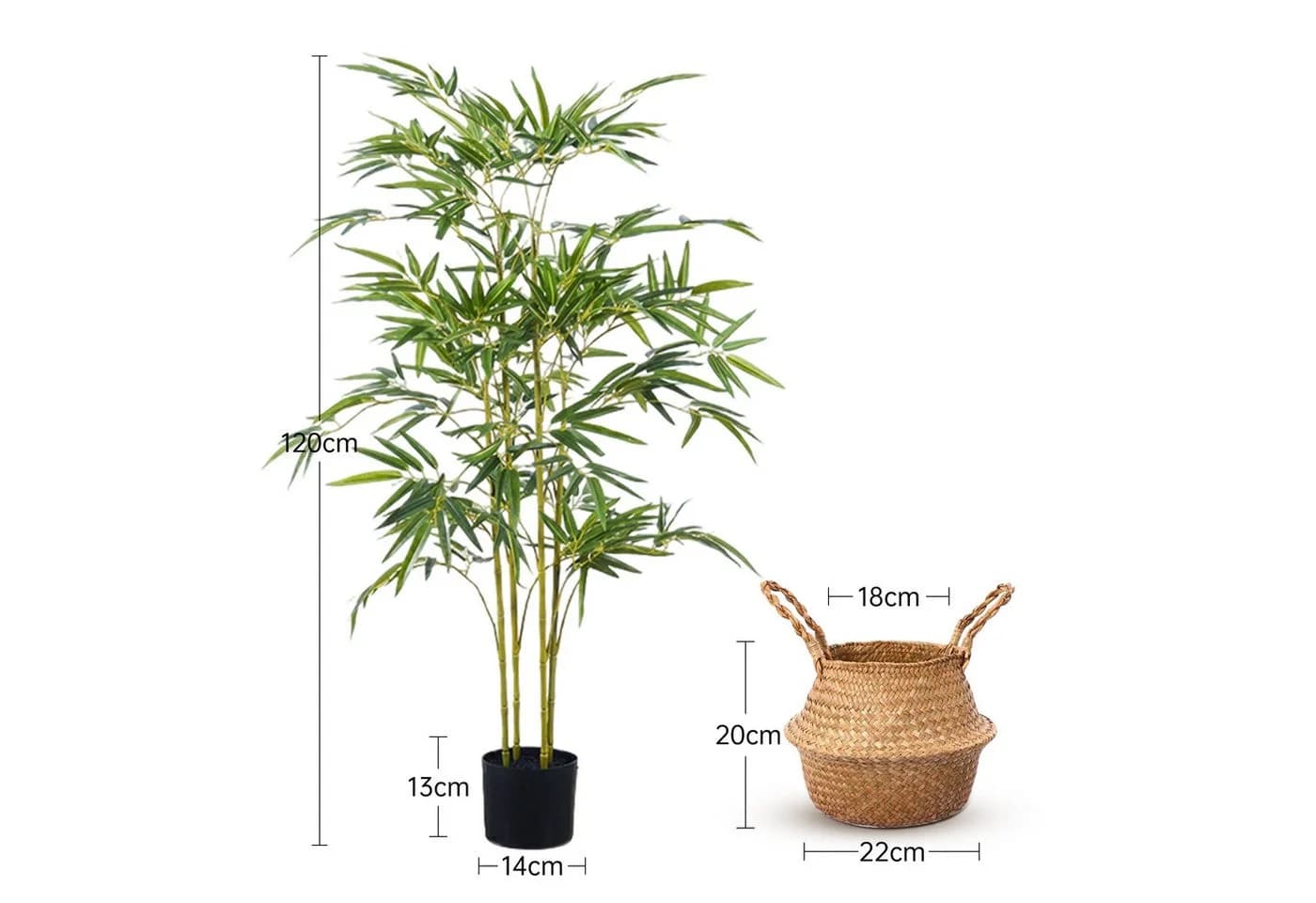 SEHAUSEU Kunstbaum Bambus 120 cm Grün Kunststoff