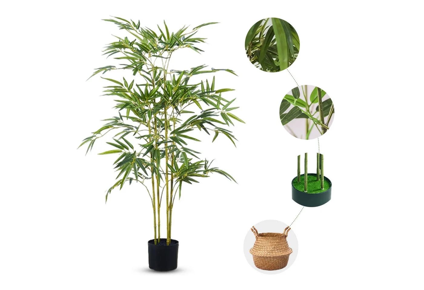 SEHAUSEU Kunstbaum Bambus 120 cm Grün Kunststoff - Bild 3