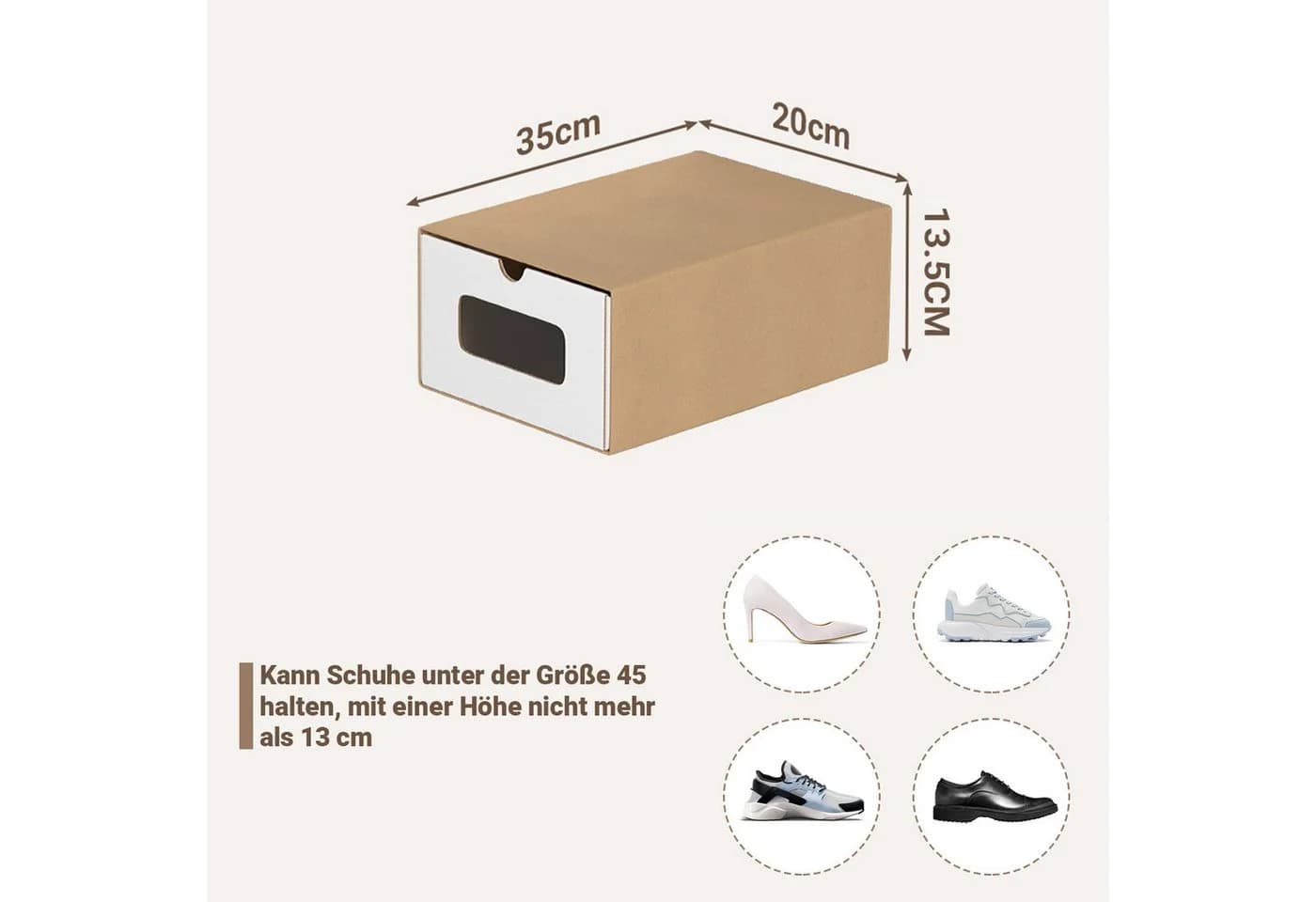Clanmacy Schuhbox 10er Set Weiß Stapelbar mit Sichtfenster