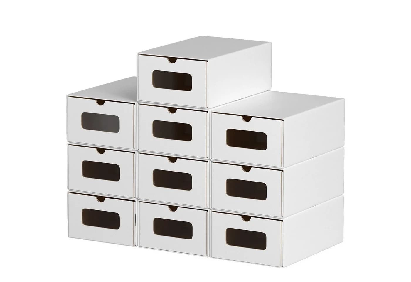 Clanmacy Schuhboxen 20er Set Weiß Stapelbar mit Sichtfenster - Bild 2