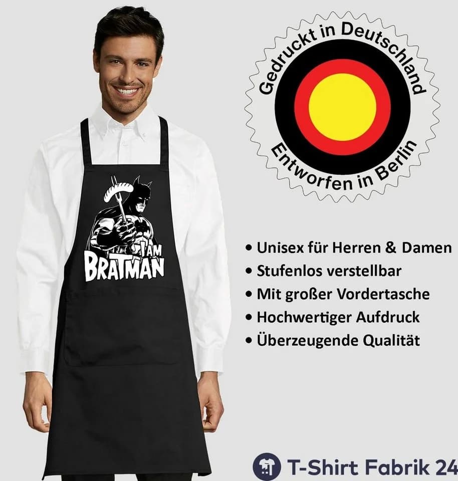 Youth Designz Grillschürze I AM BRATMAN Schwarz Verstellbar - Bild 3