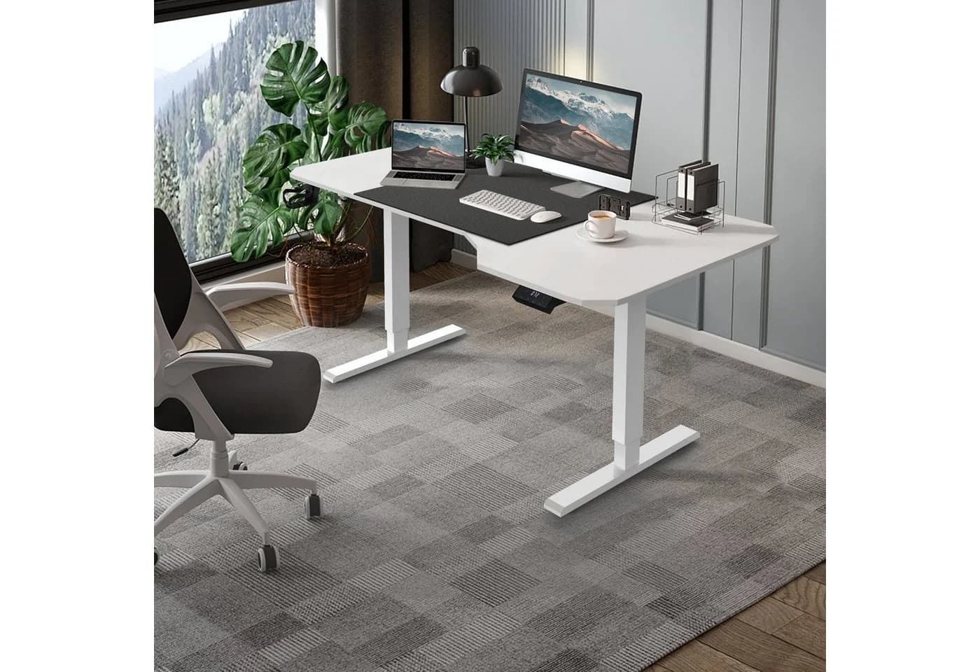 HOMALL Elektrischer Höhenverstellbarer Schreibtisch Weiß Ergonomisch