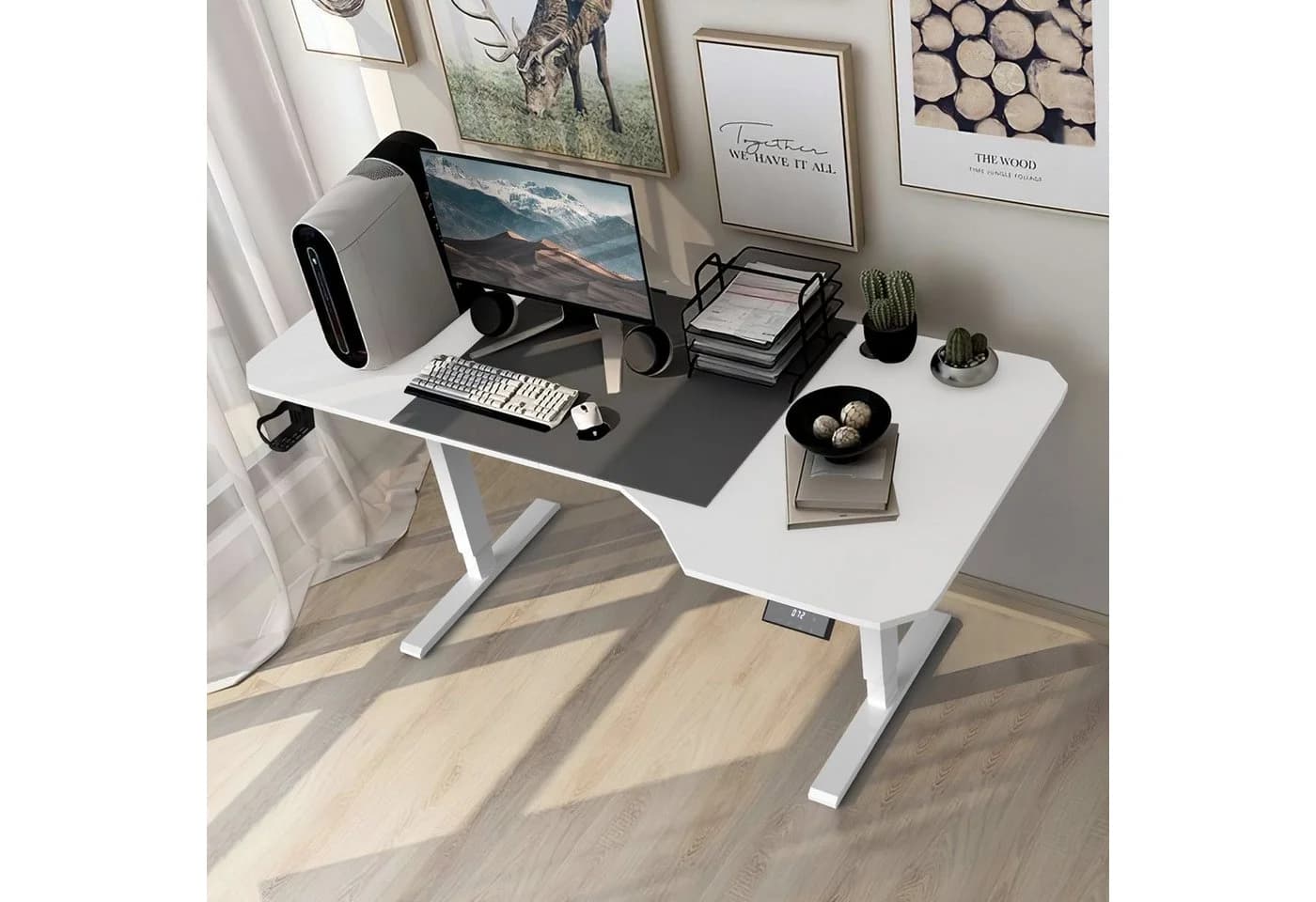 HOMALL Elektrischer Höhenverstellbarer Schreibtisch Weiß Ergonomisch - Bild 3