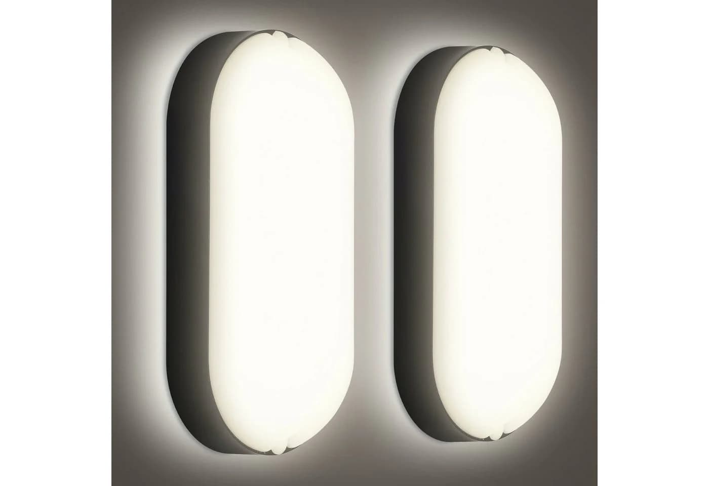 Clanmacy LED Wandleuchte 2er Set Schwarz/Weiß IP54 Wasserdicht - Bild 2