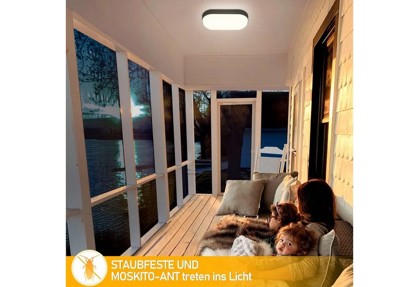Clanmacy LED Wandleuchte 2er Set Schwarz/Weiß IP54 Wasserdicht - Bild 4