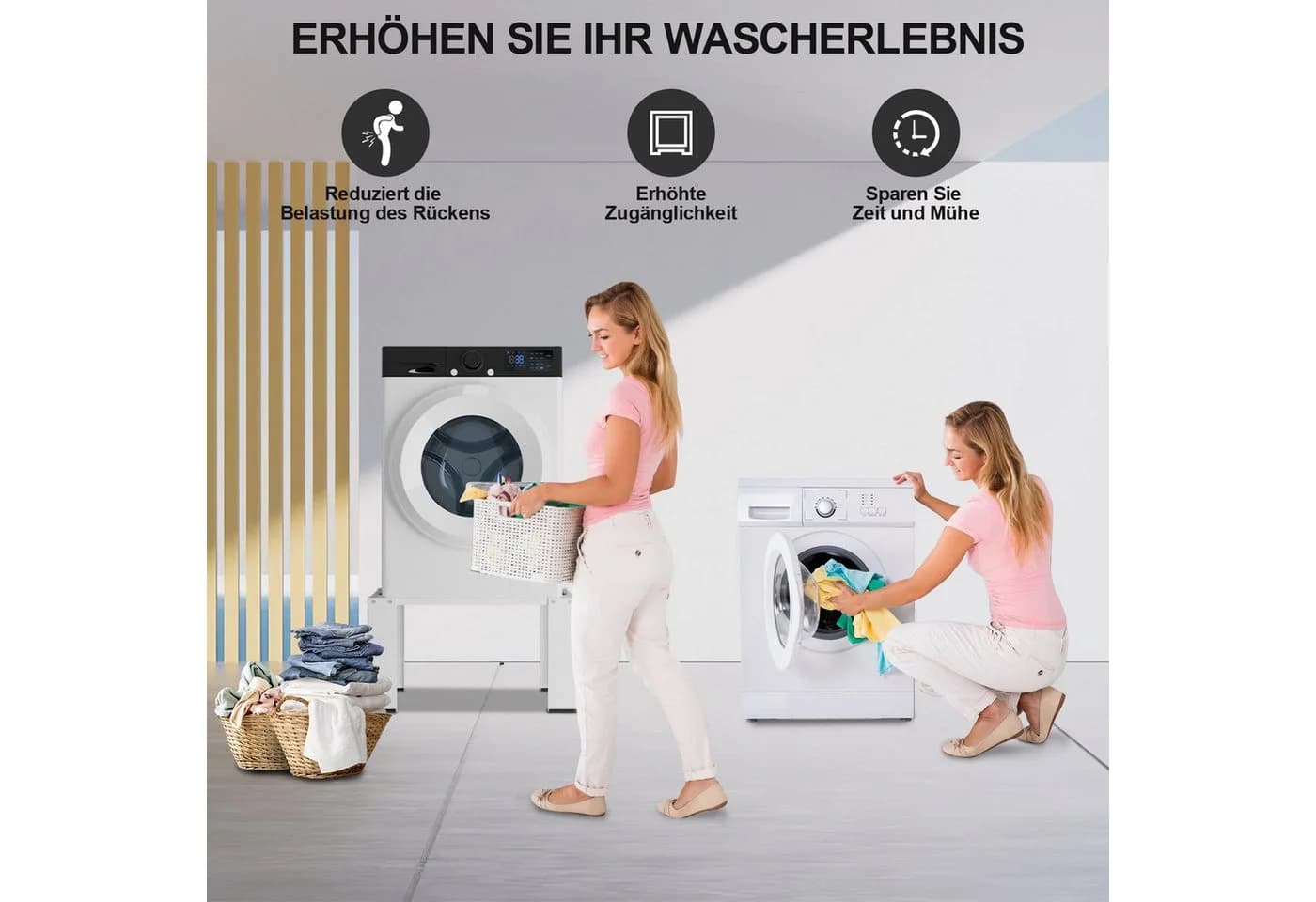 Clanmacy Waschmaschinenuntergestell Weiß Stahl 100kg Tragfähigkeit - Bild 3