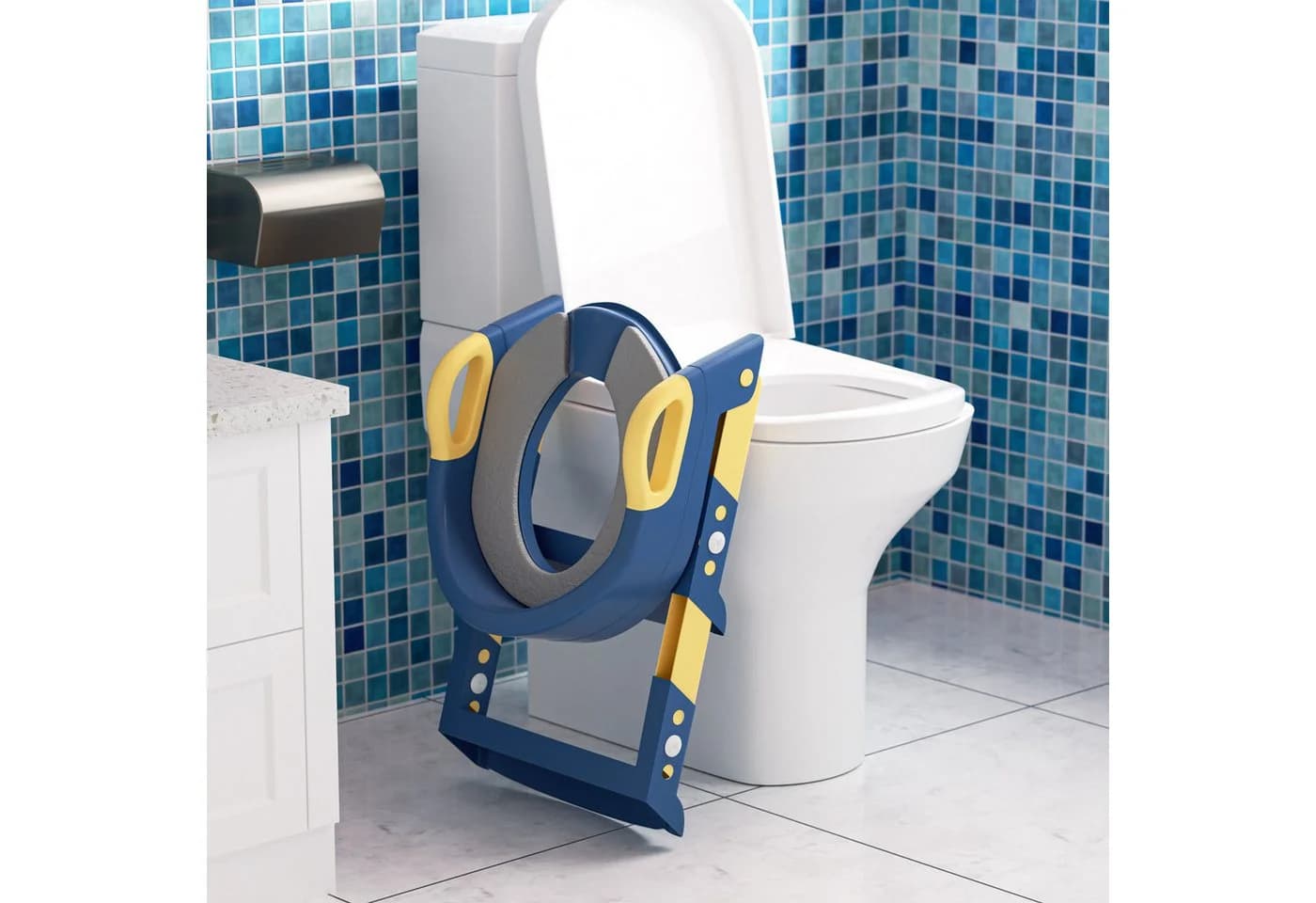 Clanmacy Toilettentrainer mit Treppe Blau - Bild 5