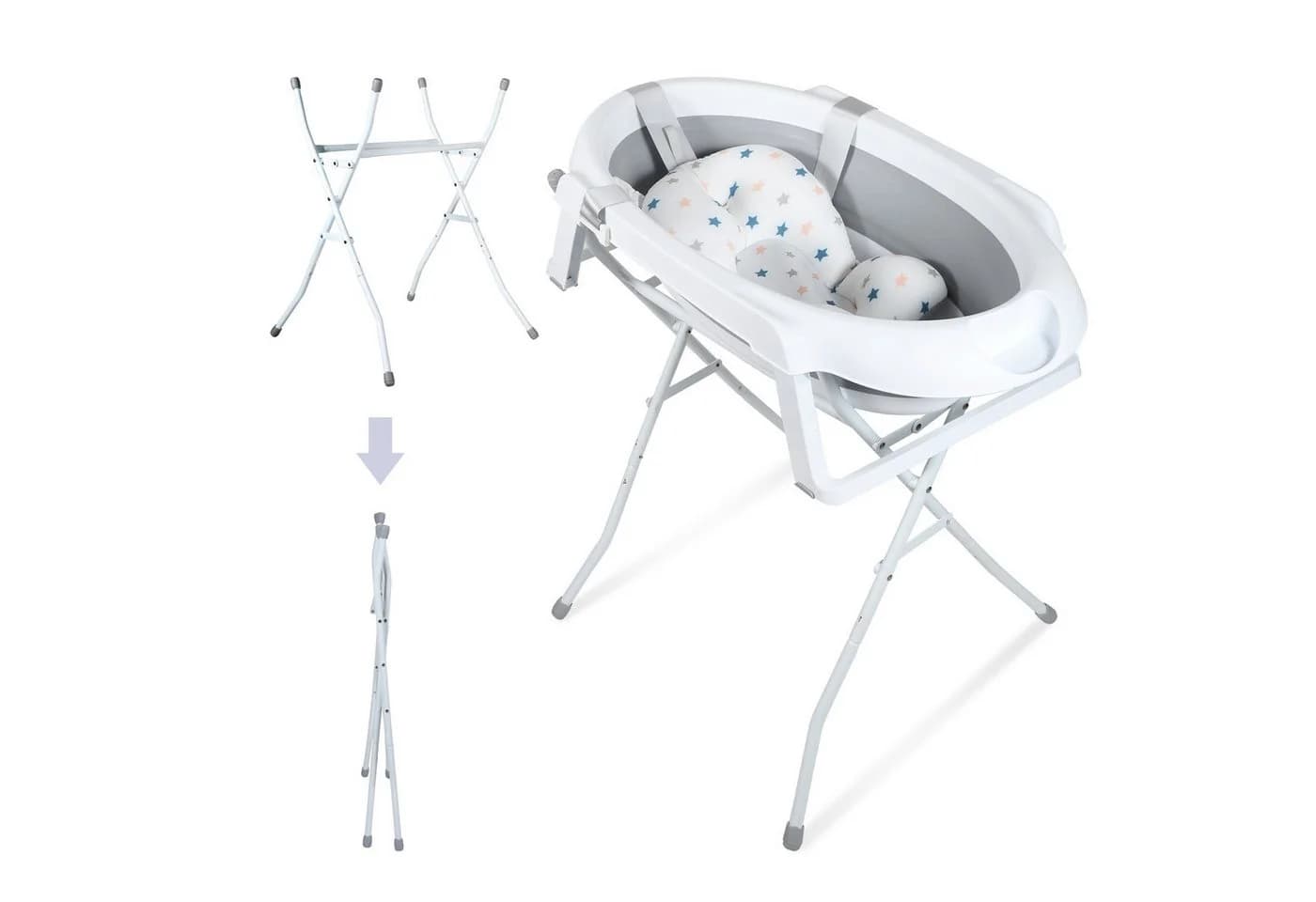 Clanmacy Faltbare Babybadewanne mit Ständer & Temperaturanzeige