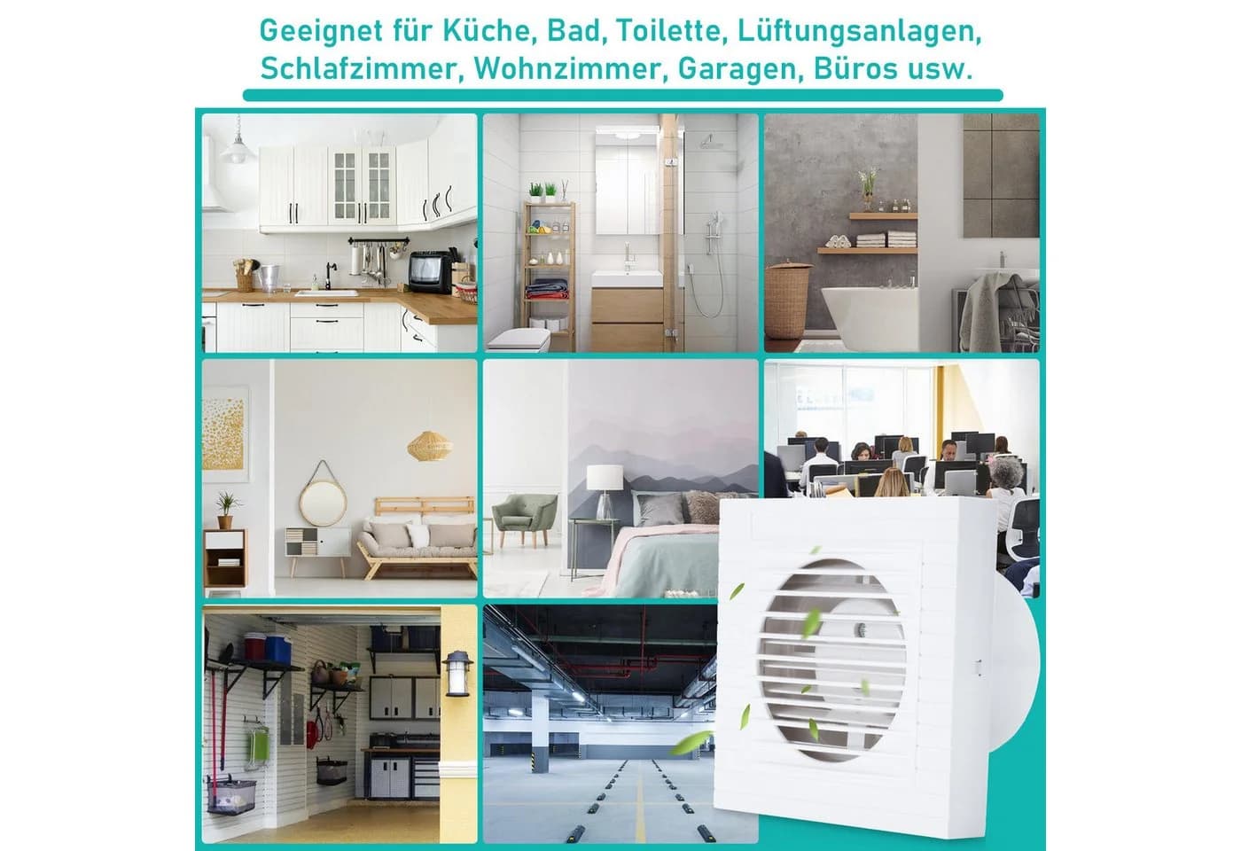 Clanmacy Wandventilator Badlüfter 100/150mm Weiß Mit Rückflussleitblech - Bild 3