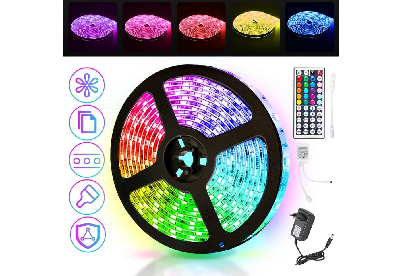 Clanmacy RGB LED Streifen 5050 SMD mit Fernbedienung dimmbar - Bild 2