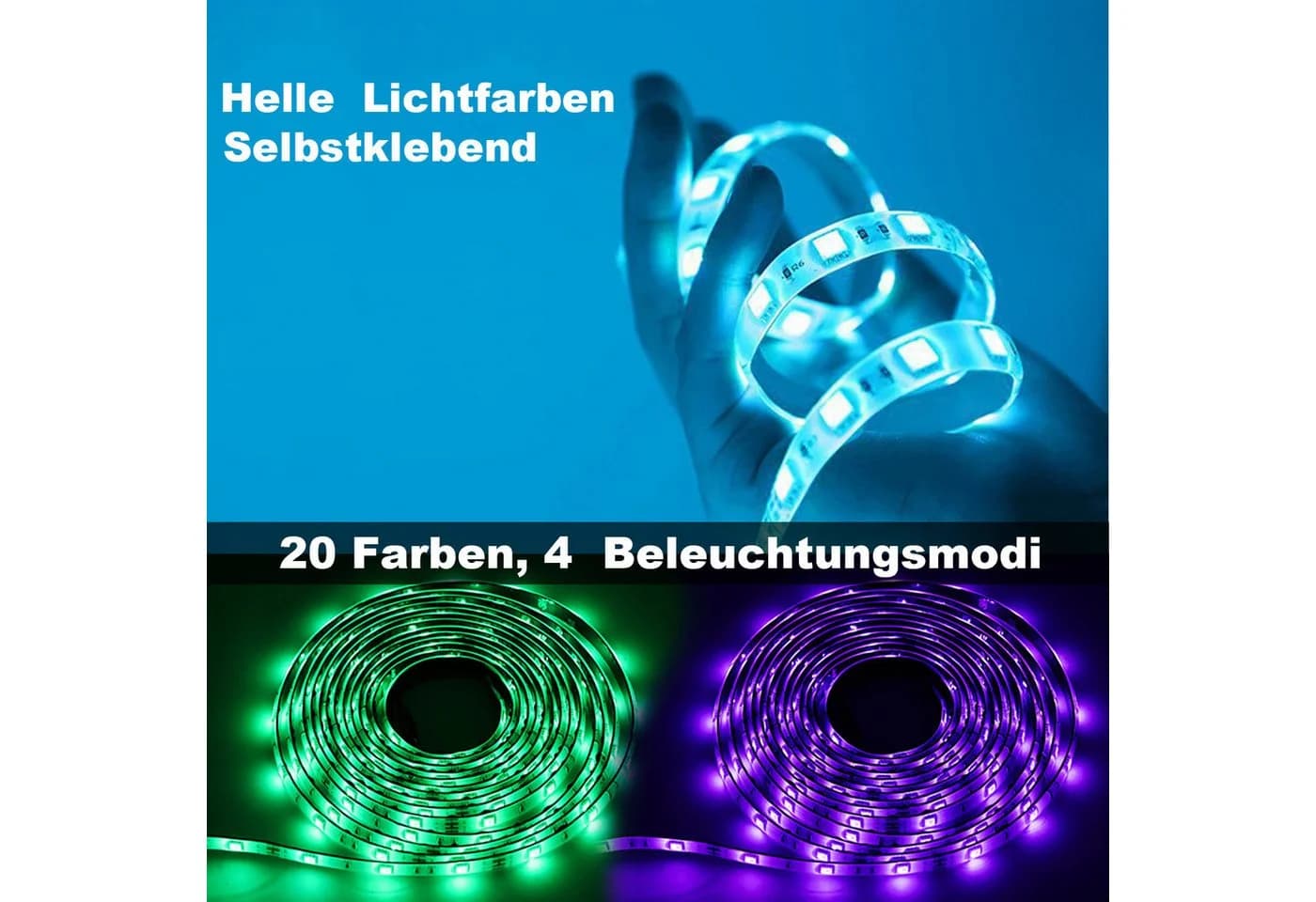 Clanmacy RGB LED Streifen 5050 SMD mit Fernbedienung - Bild 5