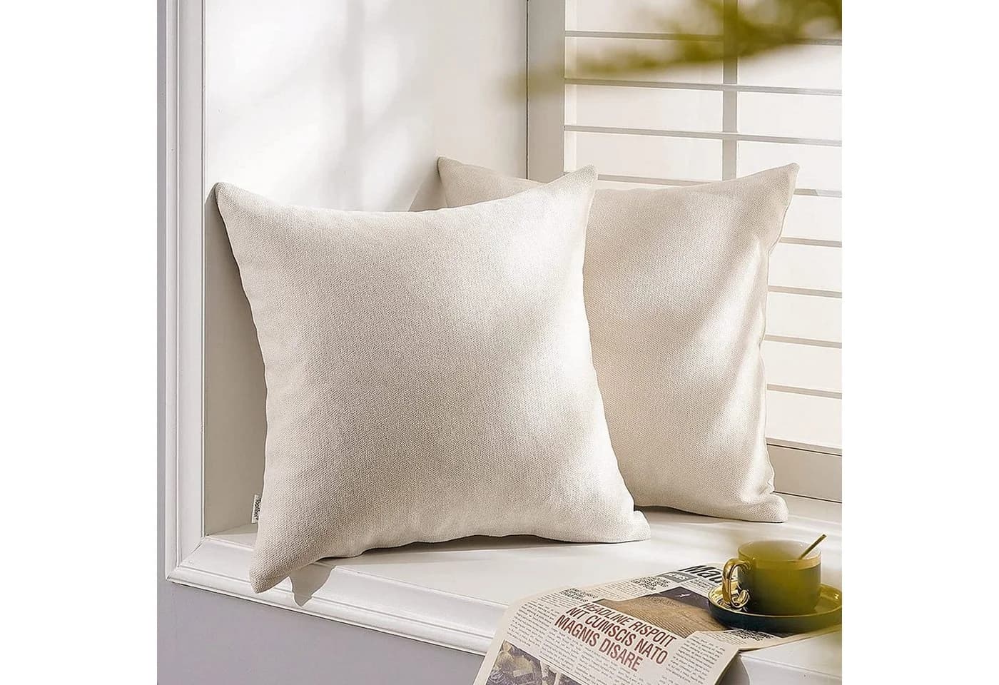 Interior by Hakito Dekokissen 2er Set Beige Polyester Kissenbezug mit Füllung - Bild 2