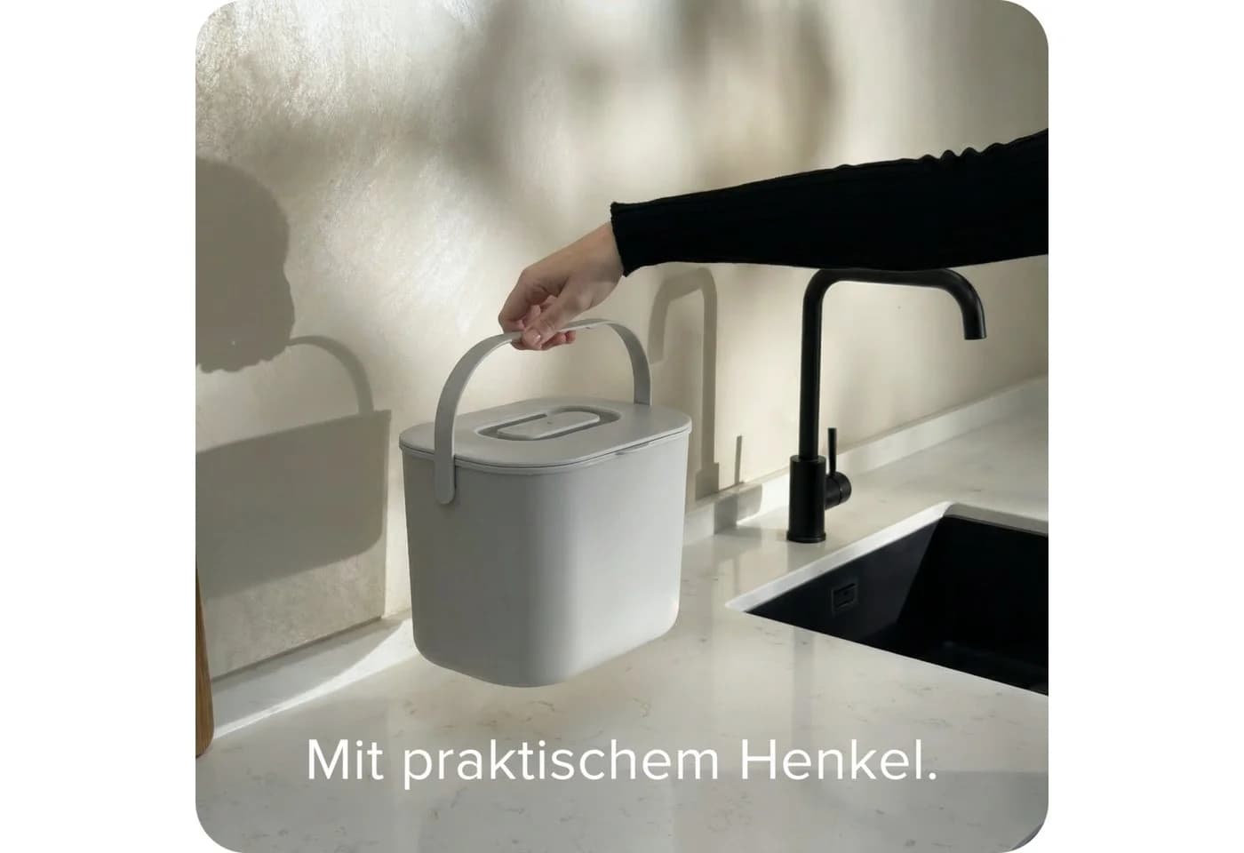 blackswedenhome Biomülleimer Küche 7L Schwarz mit Innensieb - Bild 5
