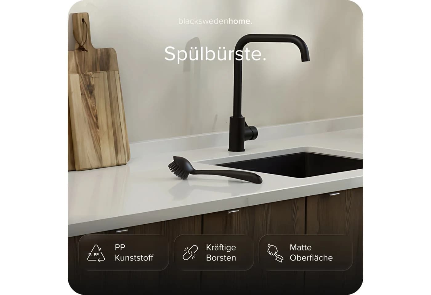blackswedenhome Spülbürste Schwarz 2er-Set Spülmaschinenfest