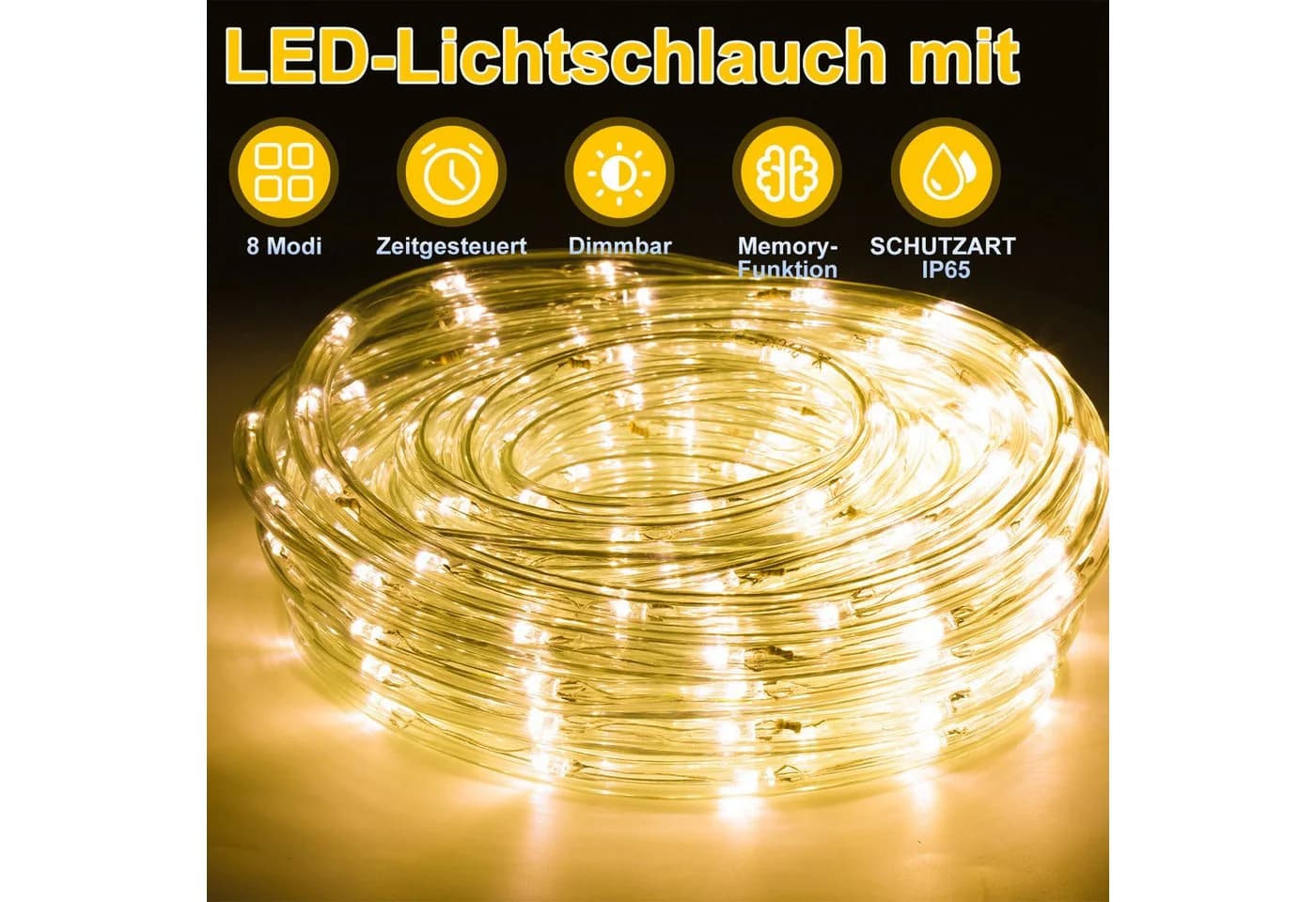 Clanmacy LED Lichterschlauch Bunt mit 8 Modi & Timer - Bild 3