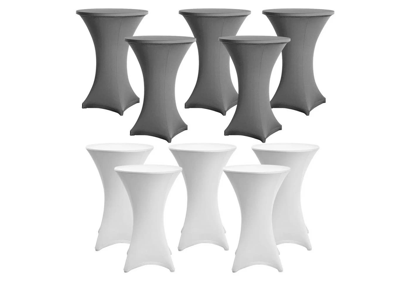 Clanmacy Stehtischhussen 5er Stretch Tischhussen Ø60-80cm Weiß - Bild 2