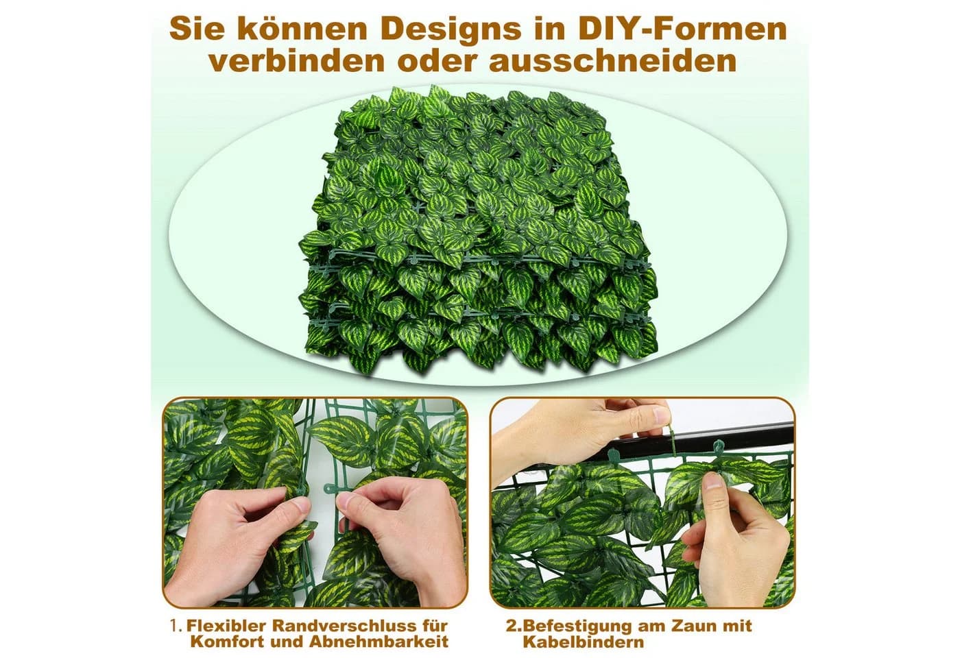 Clanmacy Balkonsichtschutz Grün 1x3m Efeu-Design - Bild 4