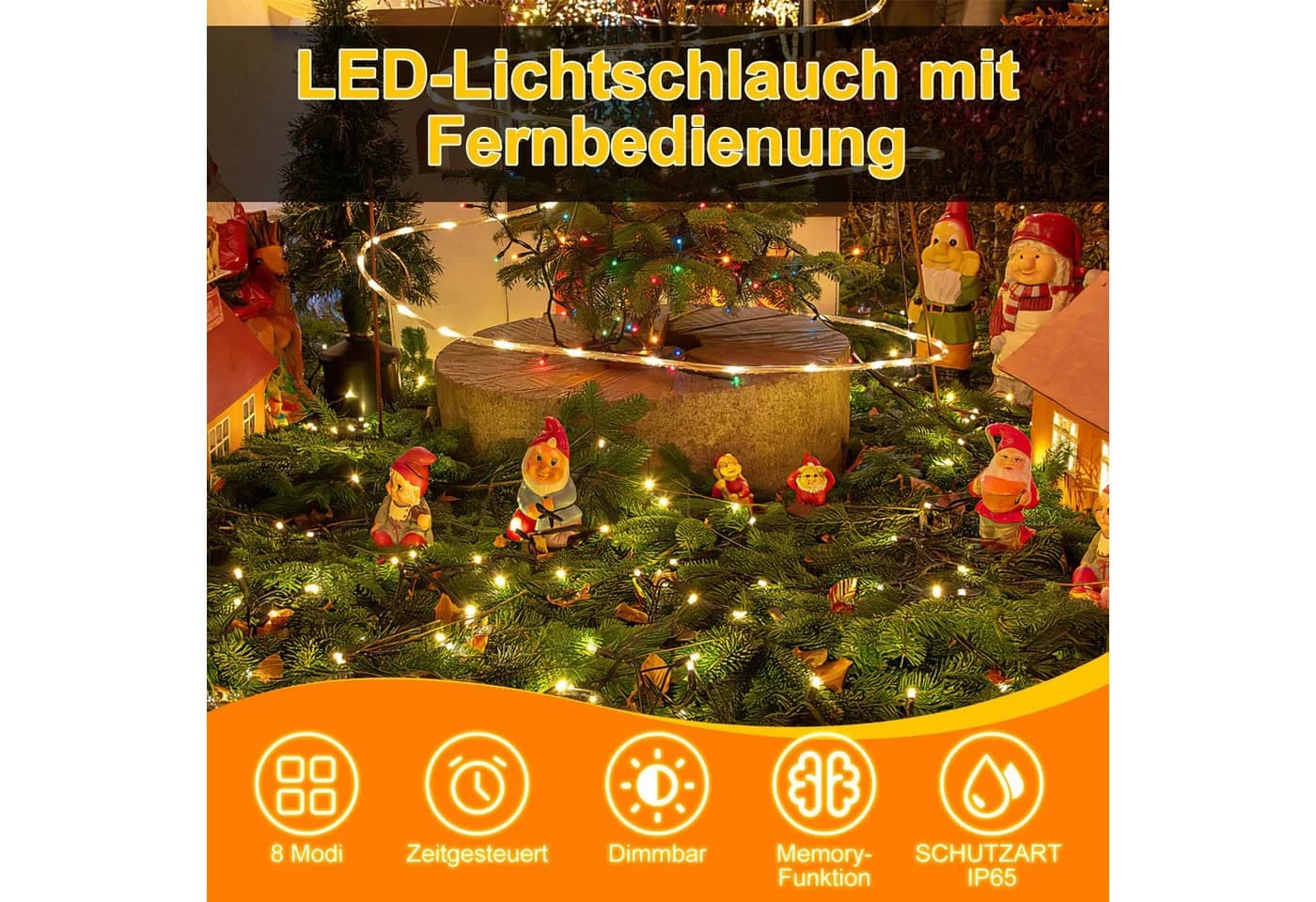 Clanmacy Lichterschlauch LED Lichterkette 8 Modi Wasserdicht 10-50M - Bild 4