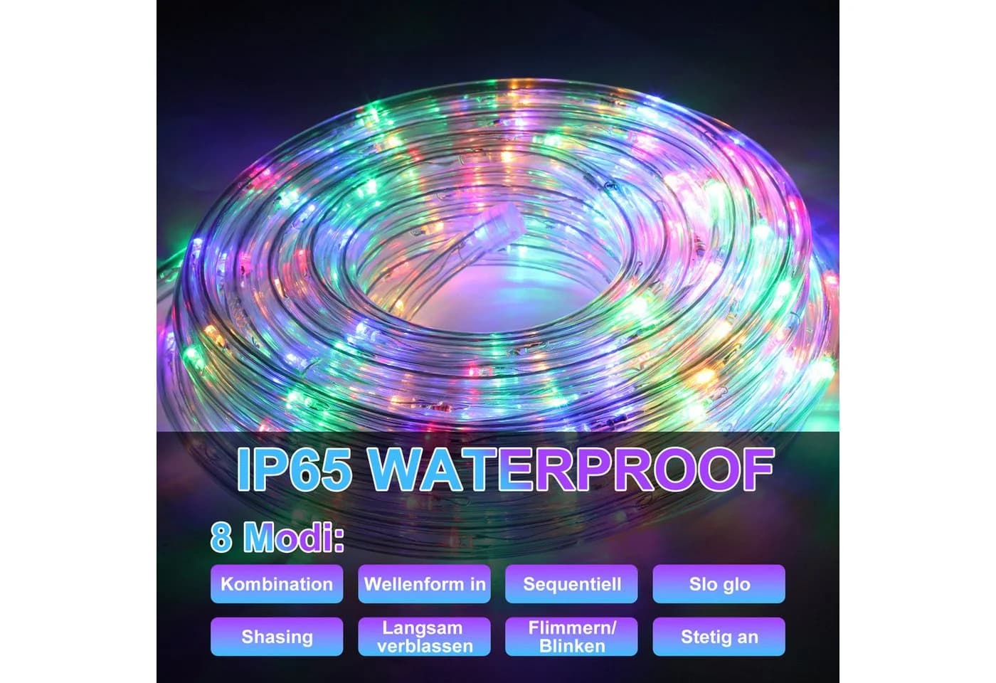 Clanmacy LED Lichterschlauch 8 Modi Wasserdicht 10-50M - Bild 4