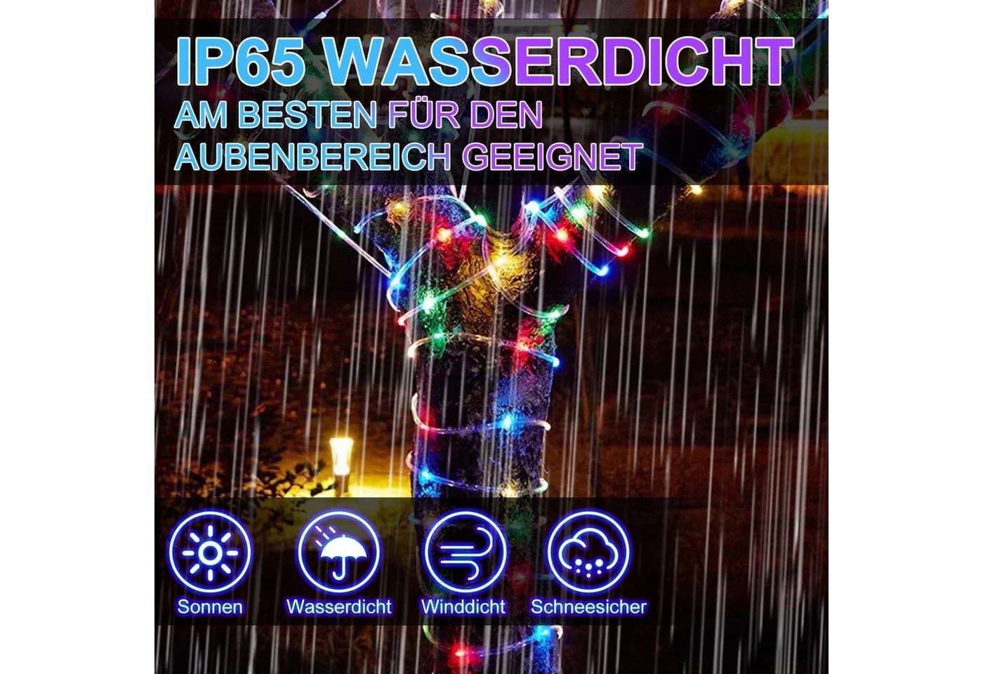 Clanmacy LED Lichterschlauch 8 Modi Wasserdicht 10-50M - Bild 5