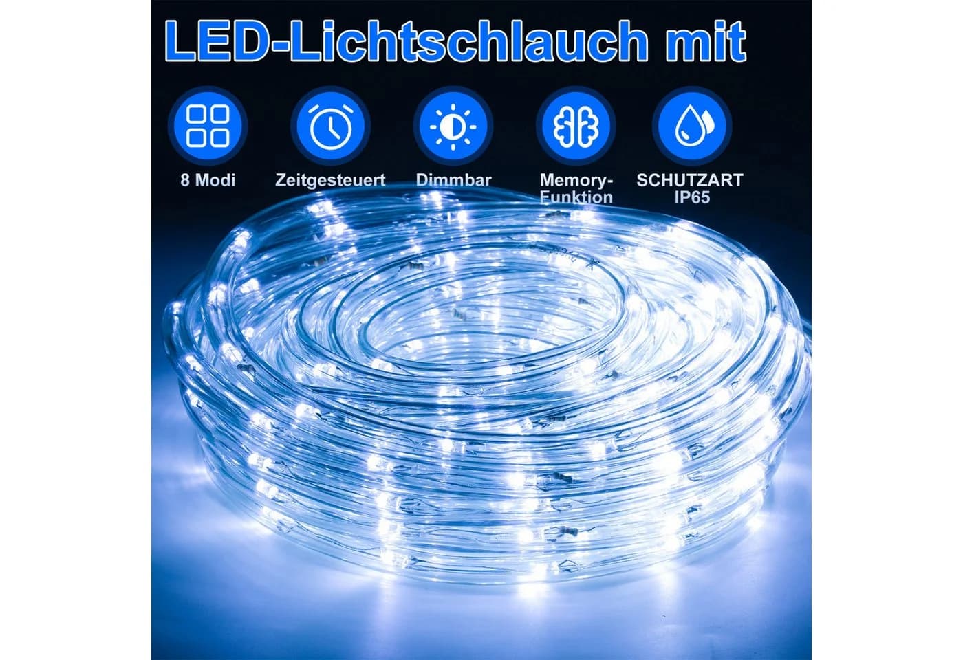 Clanmacy Lichterschlauch LED Lichtschlauch Blau Außen Lichterkette Party Garten Balkon 10-50m, Wasserdicht