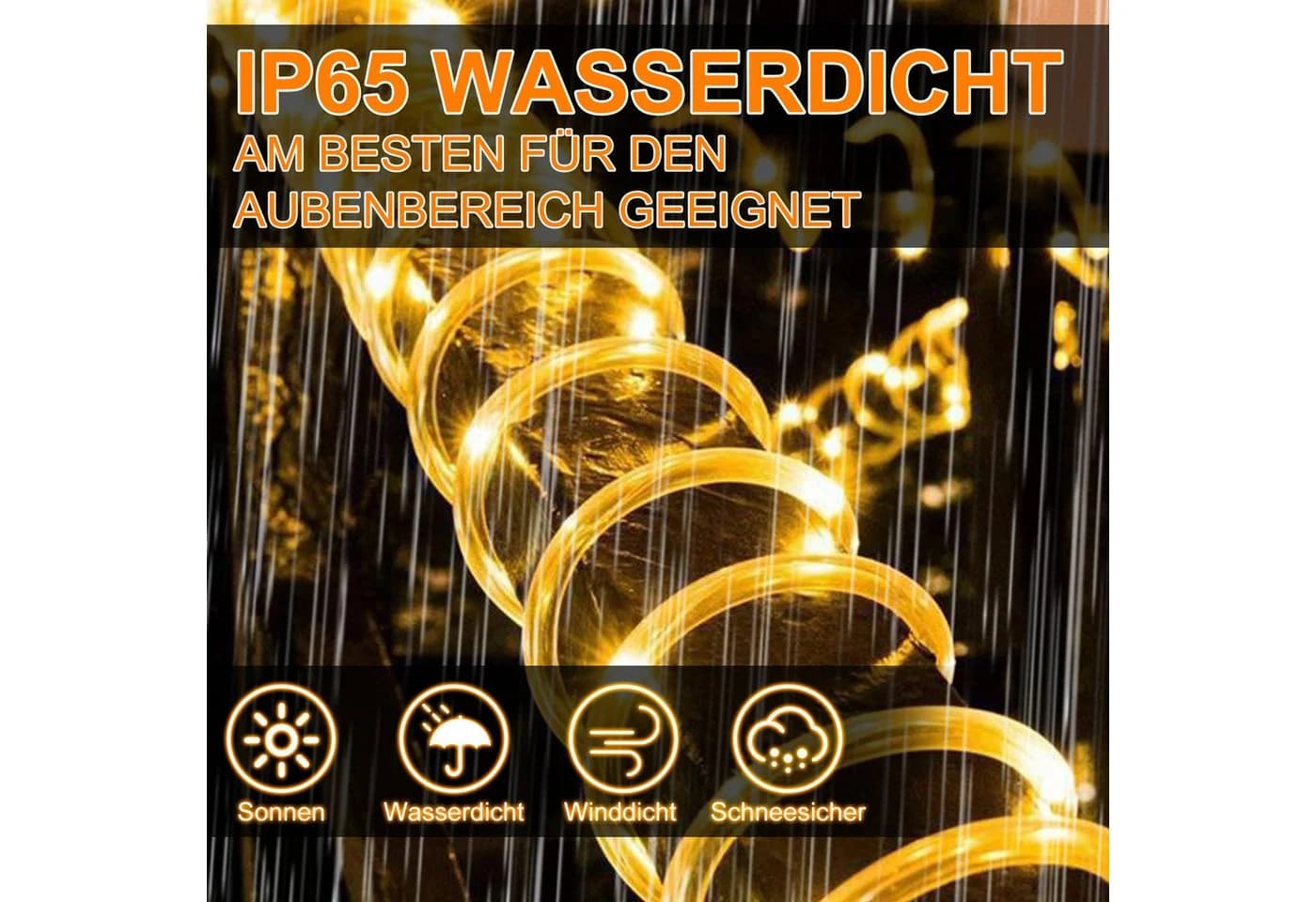 Clanmacy Lichterschlauch LED Gelb Außen Lichterkette 10-50m Wasserdicht - Bild 5