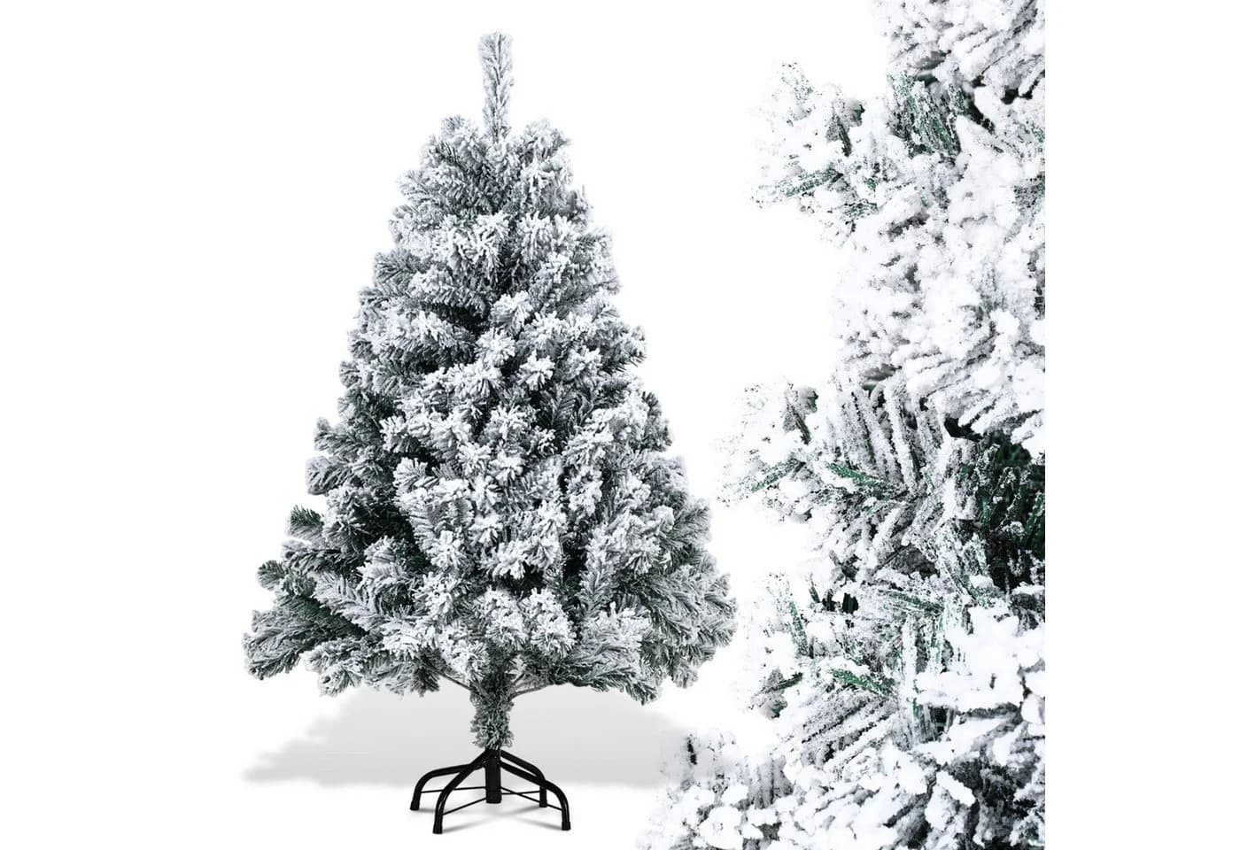 Clanmacy Künstlicher Weihnachtsbaum 120cm mit Metallständer und Beflockung - Bild 2