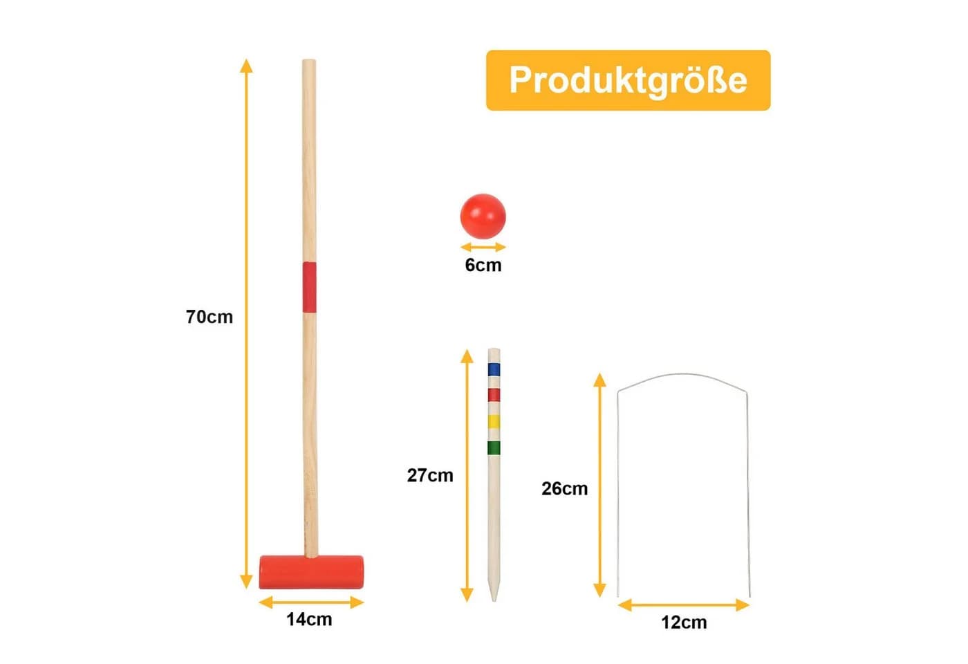Clanmacy Krocket Spiel Croquet Set für 4 Spieler Outdoor Gartenspiel aus Holz