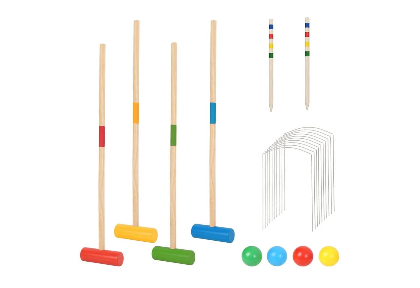 Clanmacy Krocket Spiel Croquet Set für 4 Spieler Outdoor Gartenspiel aus Holz - Bild 2