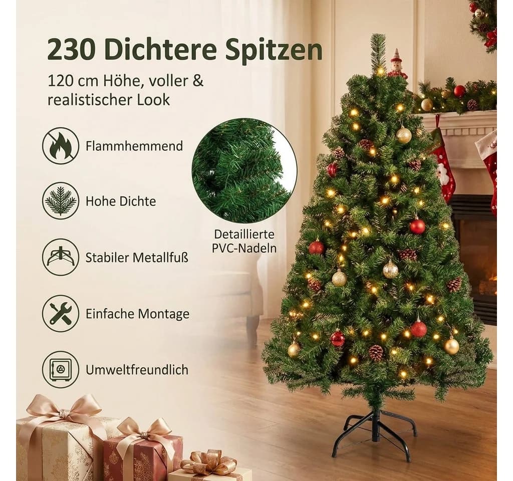 LEADZM Künstlicher Weihnachtsbaum 120cm PVC Grün mit Metallständer