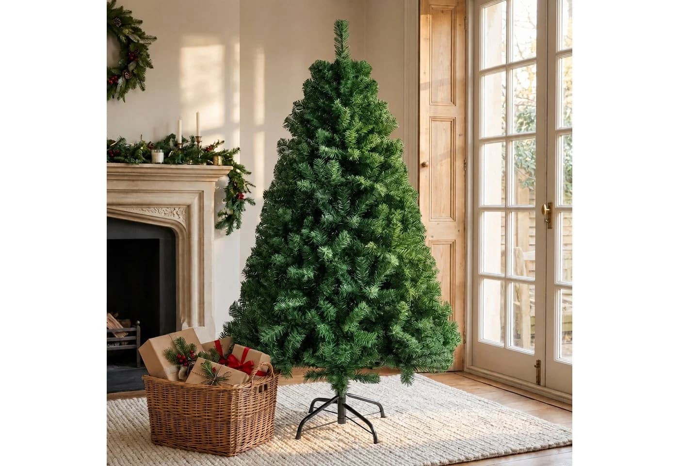 LEADZM Künstlicher Weihnachtsbaum 120cm PVC Grün mit Metallständer - Bild 2
