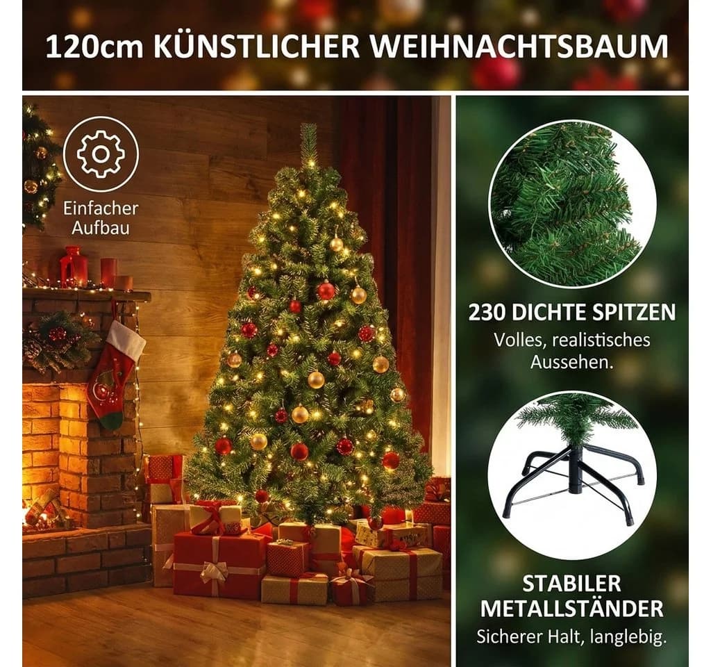 LEADZM Künstlicher Weihnachtsbaum 120cm PVC Grün mit Metallständer - Bild 3