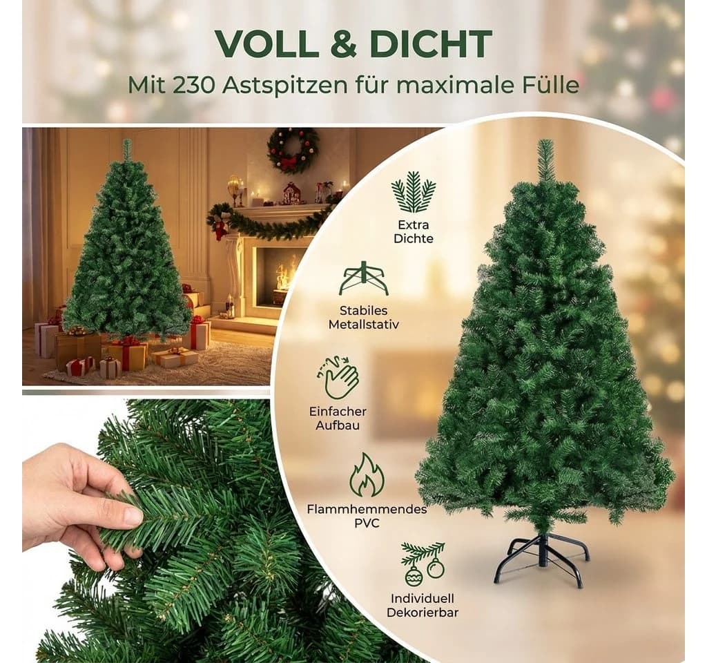 LEADZM Künstlicher Weihnachtsbaum 120cm PVC Grün mit Metallständer - Bild 4