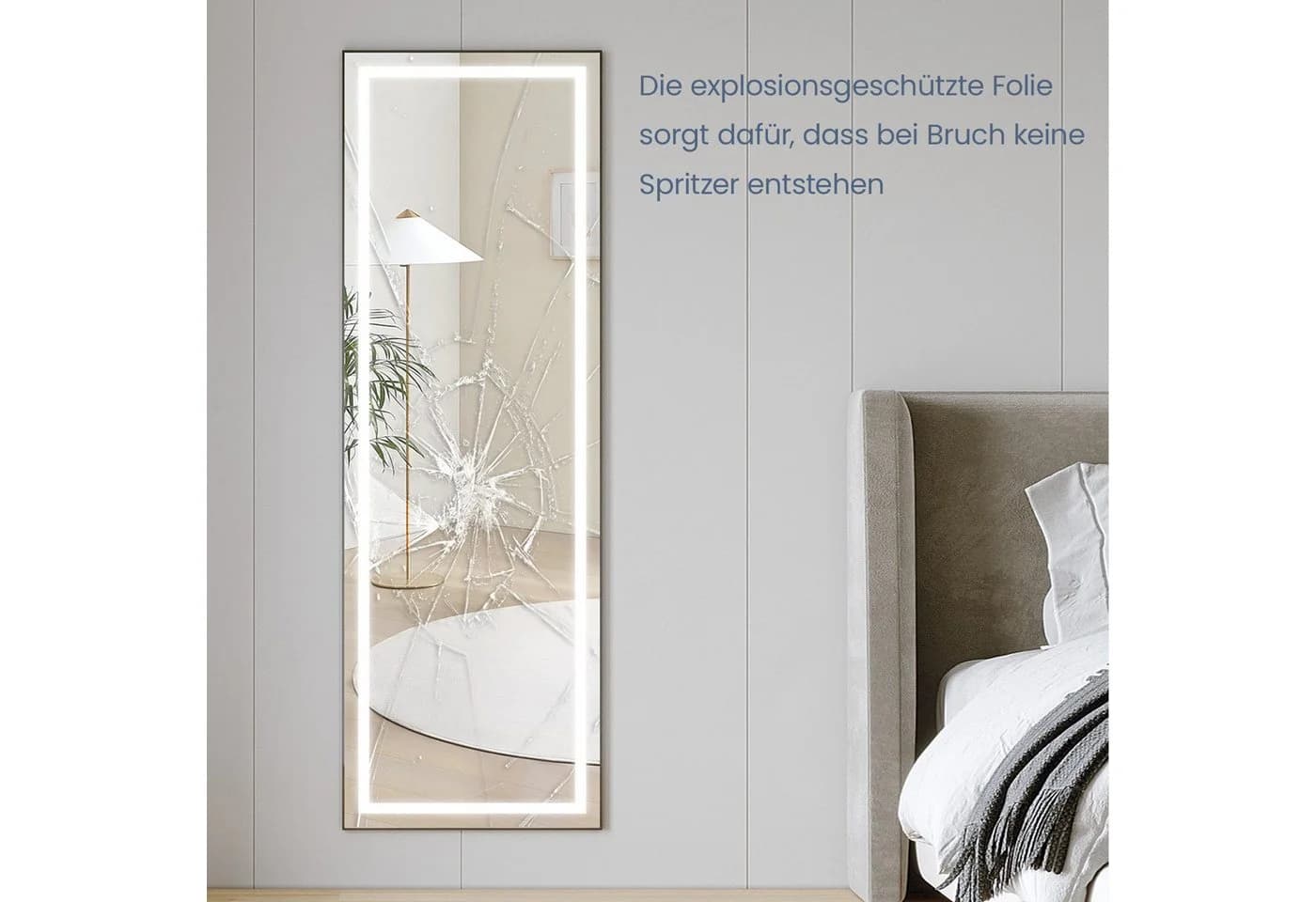 AQUALAVOS Standspiegel mit LED-Beleuchtung Schwarz - Bild 3