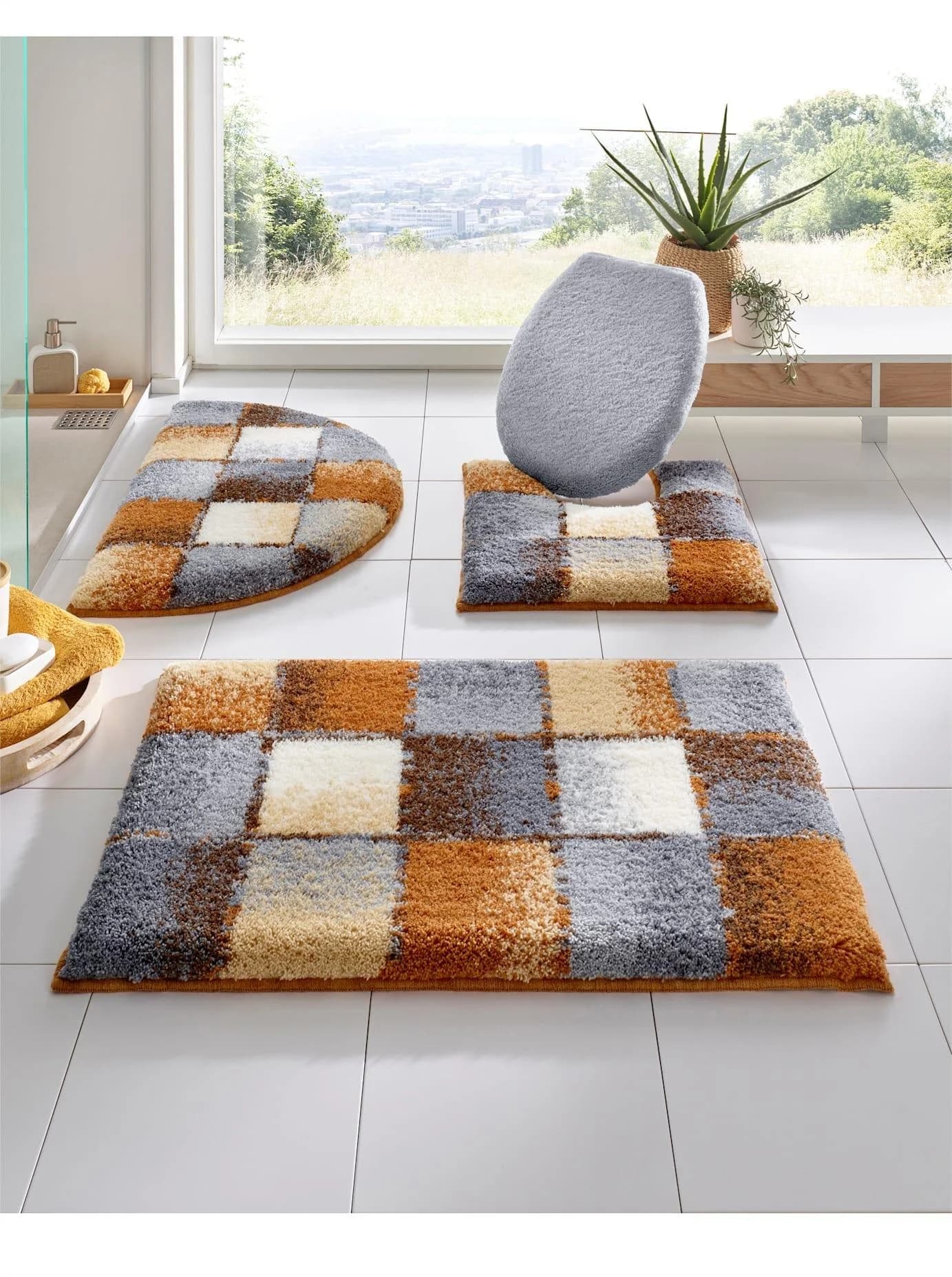 Grund Badematte Grau Apricot Gemustert 70x120 cm