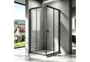 Boromal Eckdusche Schiebetür Schwarz Silber 75x75 cm ESG Glas Bild 2